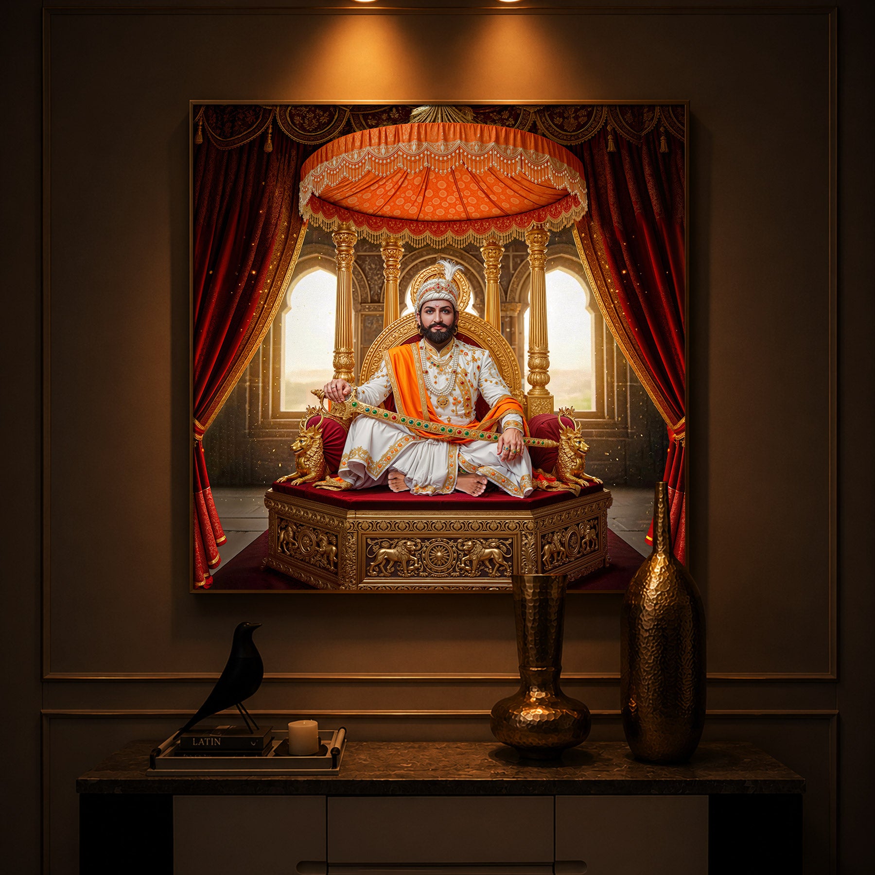 Rajyabhishek of Chattrapati Shivaji Maharaj Modern Luxury Backlight Square Wall Art