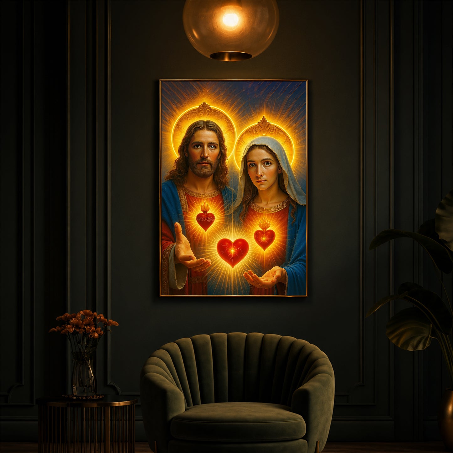 God Prayer Modern Luxury Backlight Vertical Wall Art