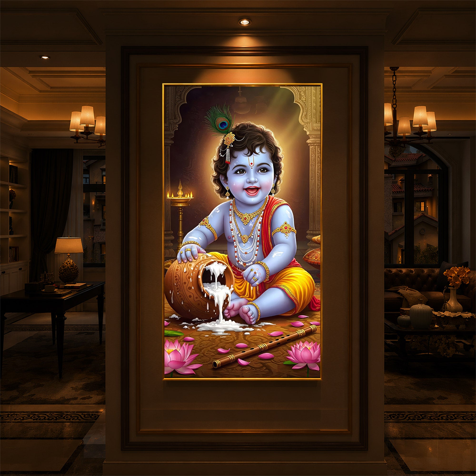 Bal Krishna Modern Luxury Backlight Vertical Wall Art