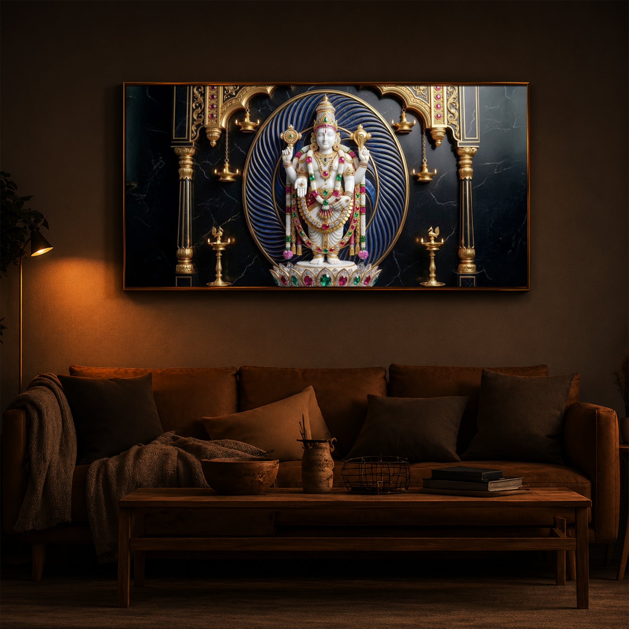 Lord Tirupati Balaji Modern Luxury Backlight Horizontal Wall Art