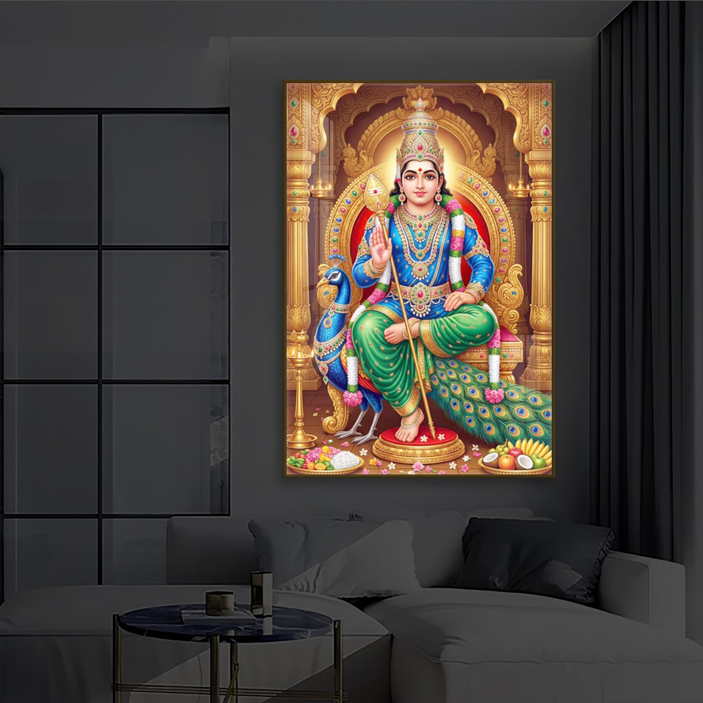 Murugan Bhagwan Modern Luxury Backlight Vertical Wall Art