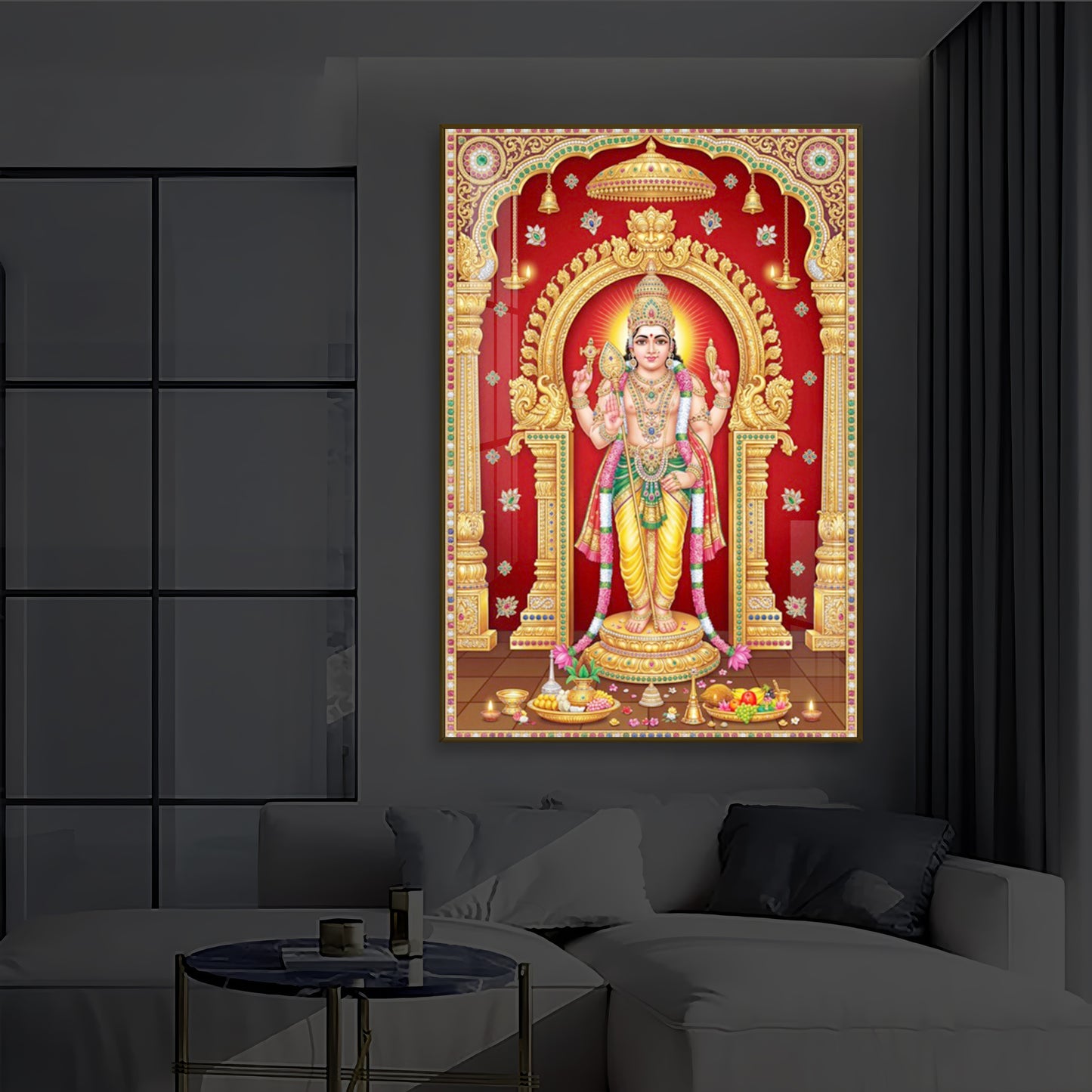 Son of Shiva Lord Murugan Modern Luxury Backlight Vertical Wall Art