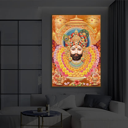Hindu deity Khatu Shyam Ji Modern Luxury Backlight Vertical Wall Art