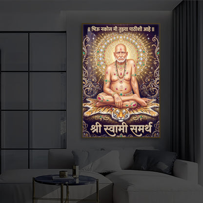 Shree Swami Samarth Modern Luxury Backlight Vertical Wall Art