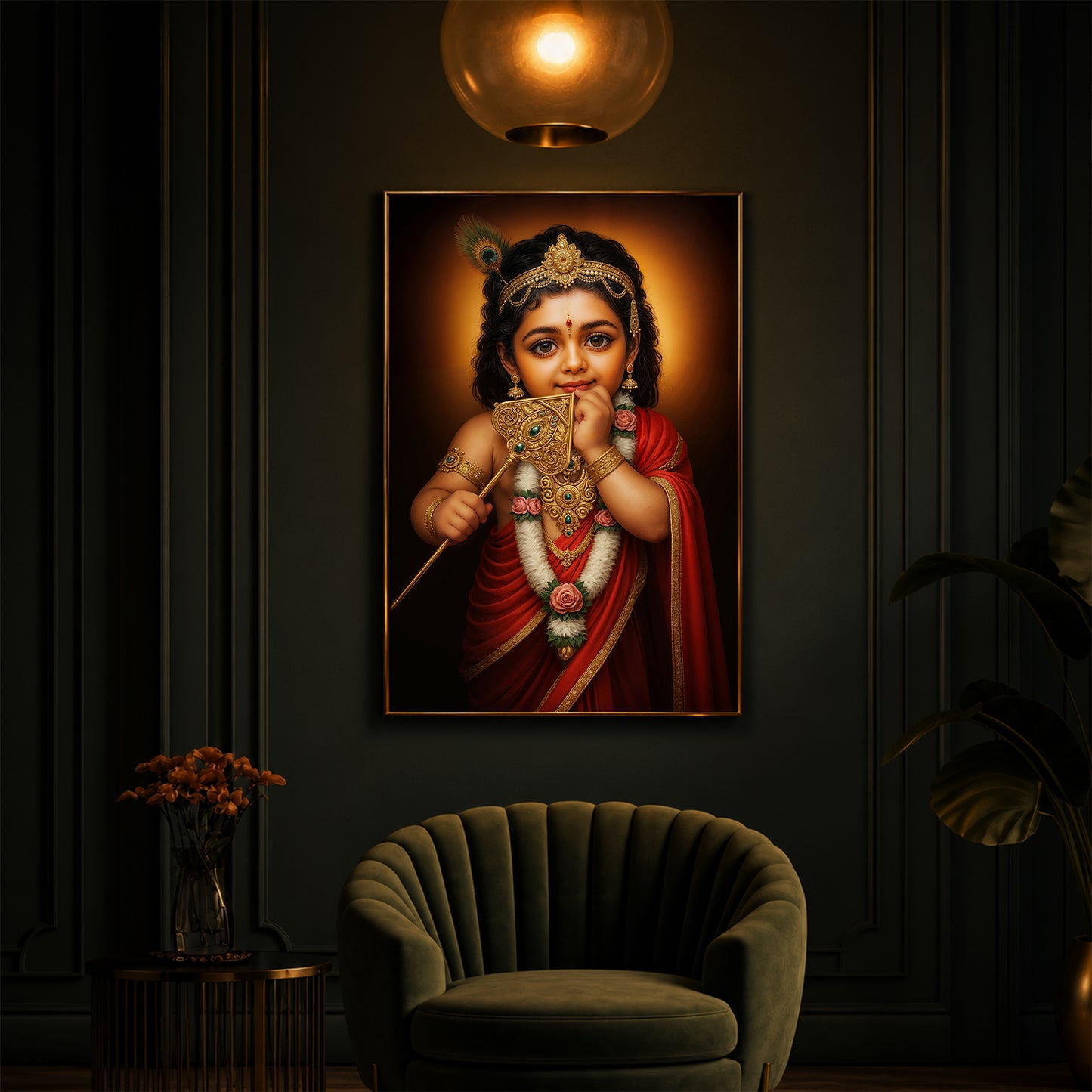 Little Murugan Ji Modern Luxury Backlight Vertical Wall Art