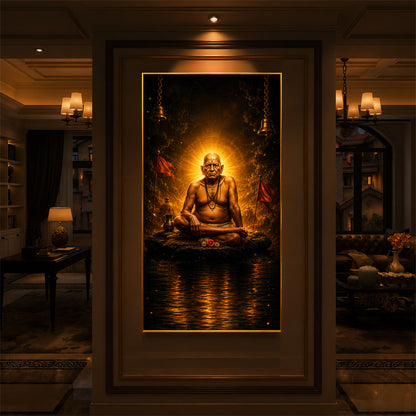 Shri Swami Samarth Maharaj Modern Luxury Backlight Vertical Wall Art