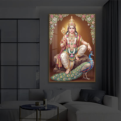 Lord kartikeya Ji Modern Luxury Backlight Vertical Wall Art