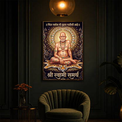 Shree Swami Samarth Modern Luxury Backlight Vertical Wall Art