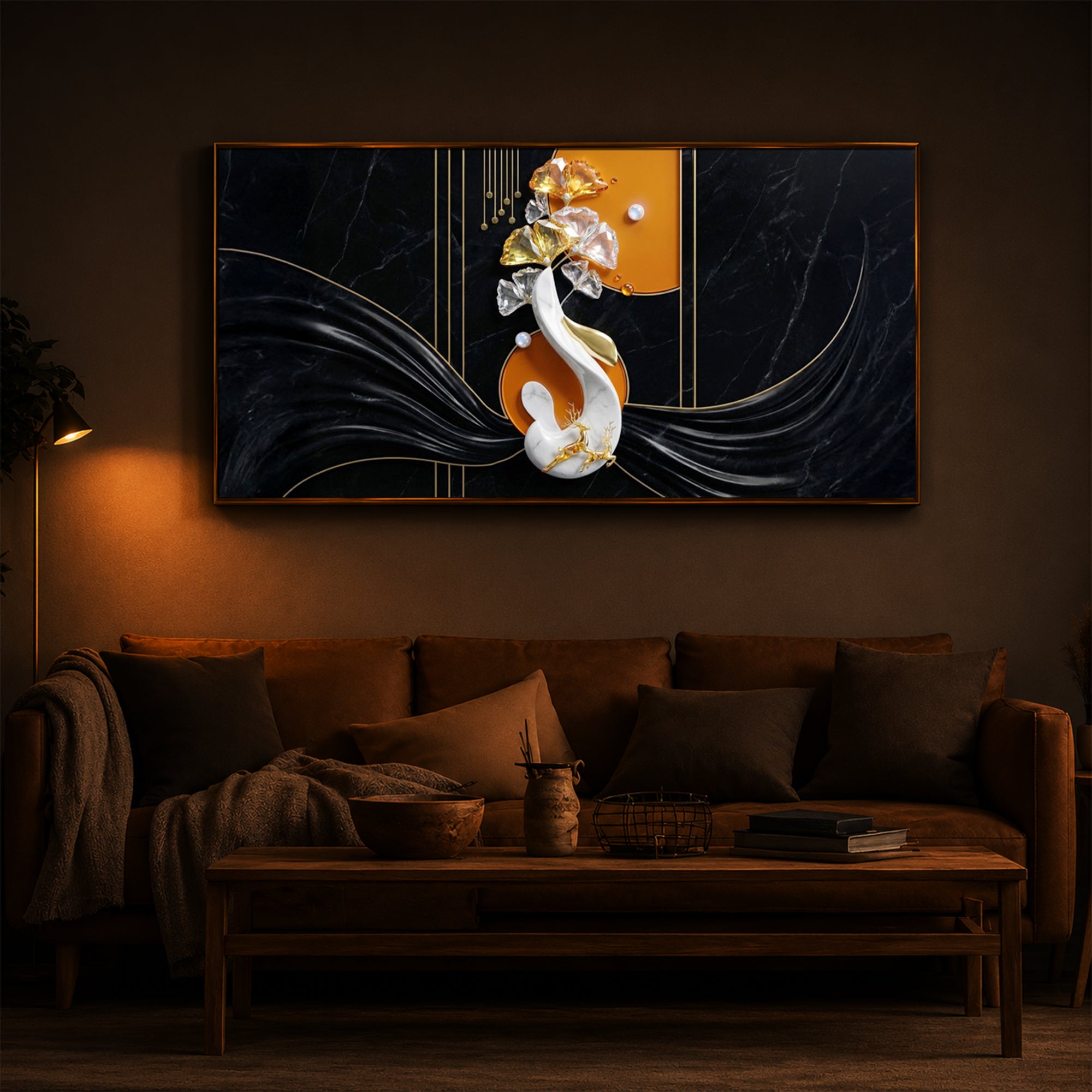 Black & Bold Modern Luxury Backlight Horizontal Wall Art