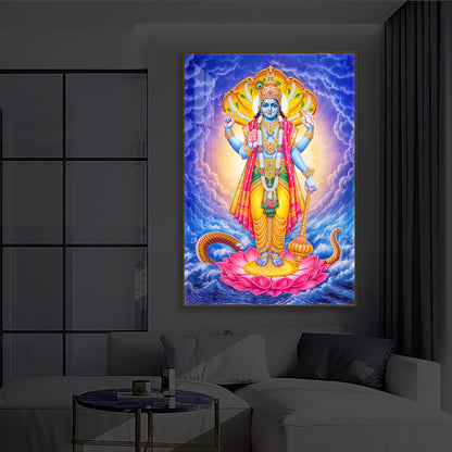 Sri Maha Vishnu Modern Luxury Backlight Vertical Wall Art