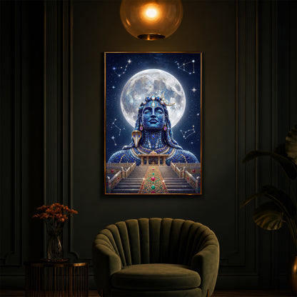 Divine Mahadev Modern Luxury Backlight Vertical Wall Art