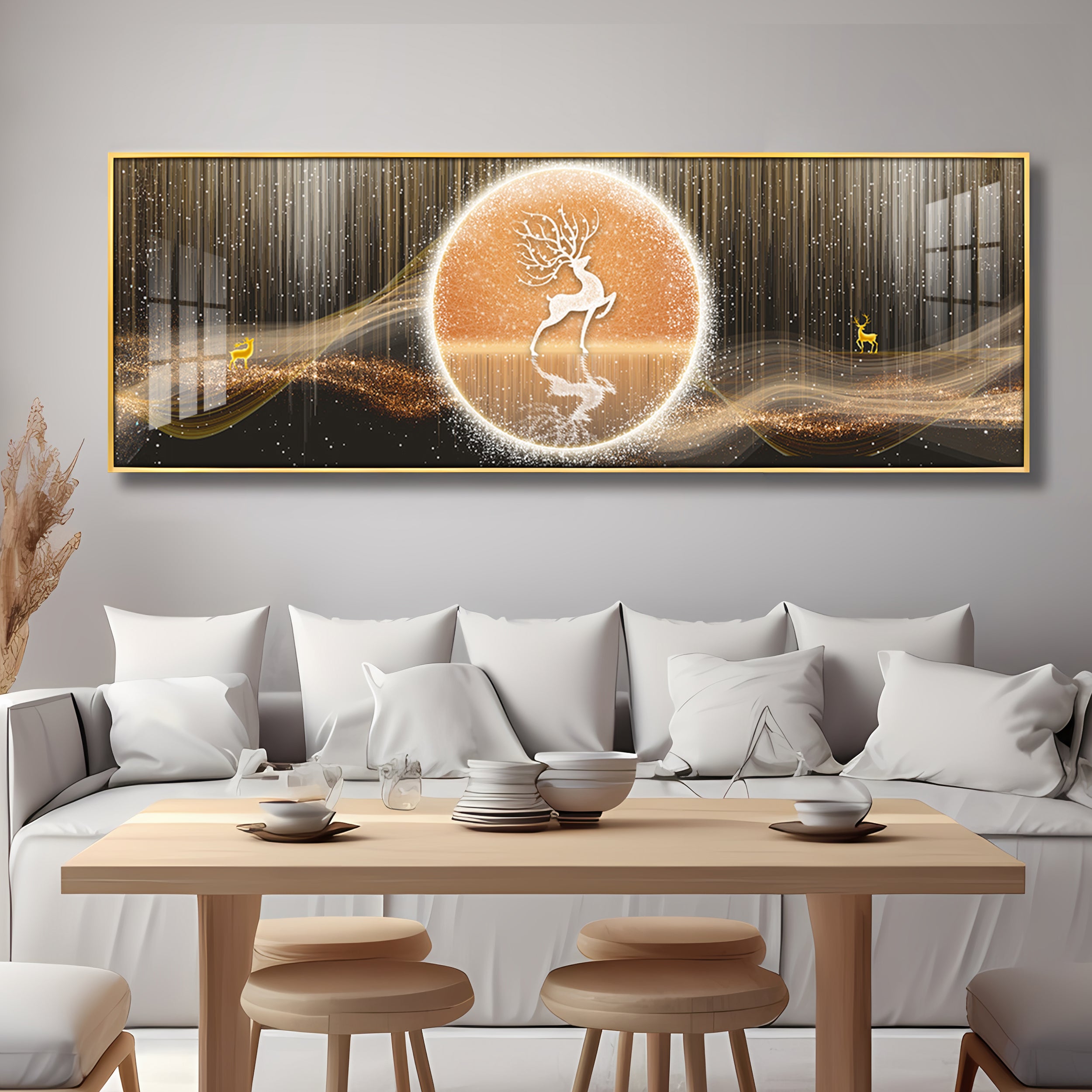 Deer In The Golden Halo Premium Acrylic Horizontal Wall Art