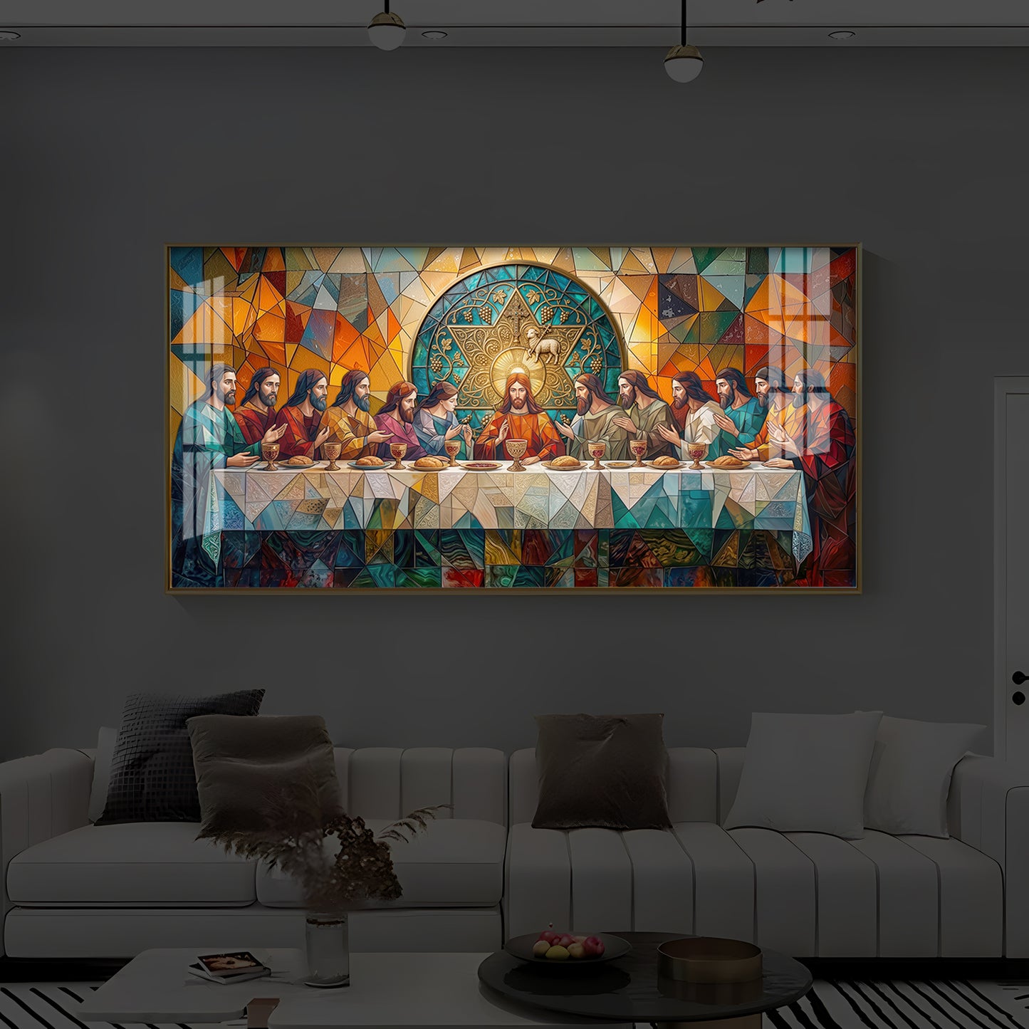 The last Supper Modern Luxury Backlight Horizontal Wall Art