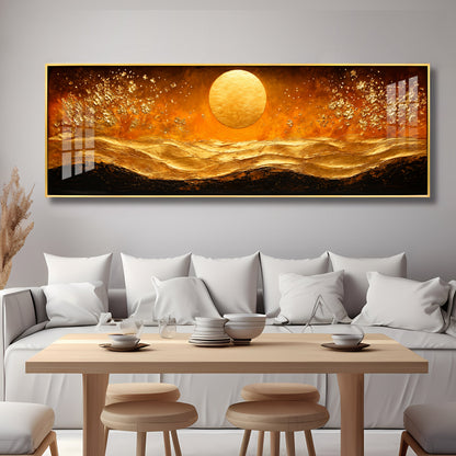 Golden Sun Abstract Dunes Premium Acrylic Horizontal Wall Art