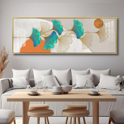 Blue & White Leaf Premium Acrylic Horizontal Wall Art