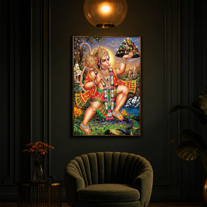Hindu God Lord Hanuman Ji Modern Luxury Backlight Vertical Wall Art