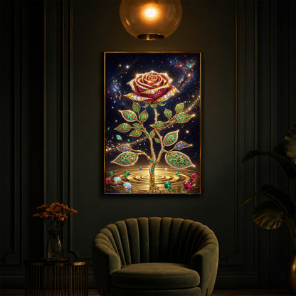 Rose Modern Luxury Backlight Vertical Wall Art