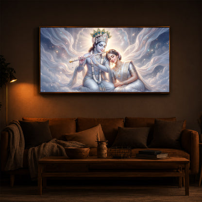 Krishna Radha Modern Luxury Backlight Horizontal Wall Art
