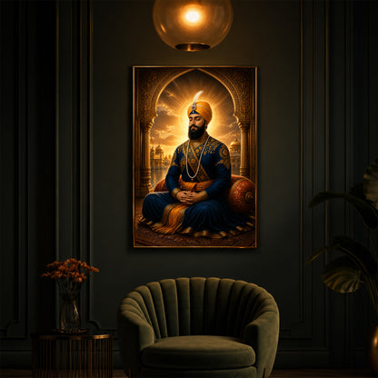 Majestic Guru Gobind Singh Ji Modern Luxury Backlight Vertical Wall Art