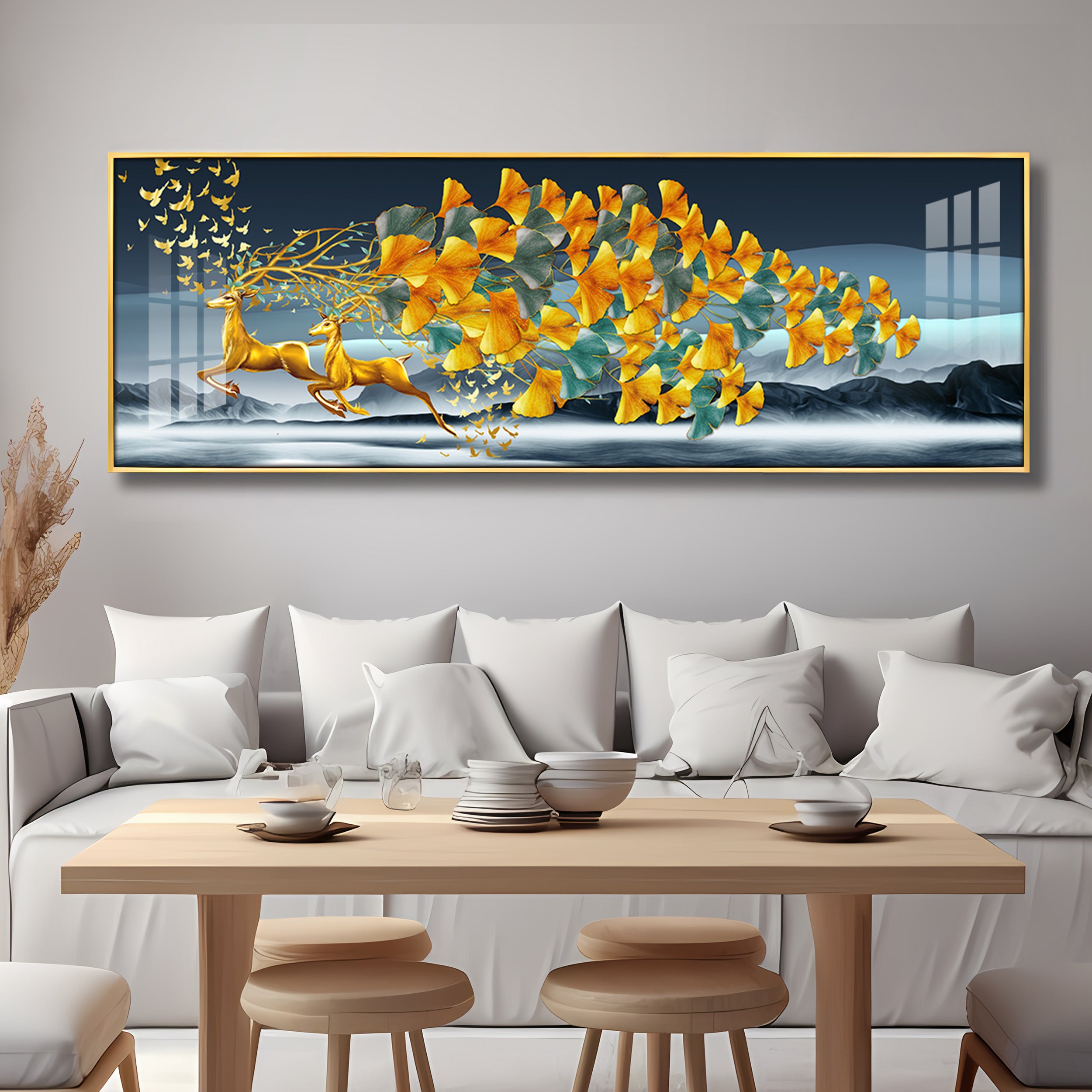 Deer Running Delight Premium Acrylic Horizontal Wall Art