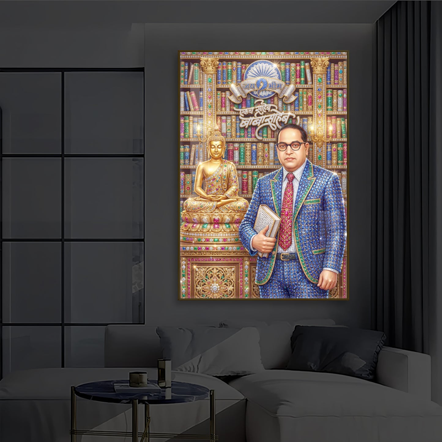 Dr. Bhimrao Ambedkar Ji Modern Luxury Backlight Vertical Wall Art