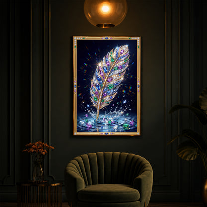 Colorful Feather Modern Luxury Backlight Vertical Wall Art
