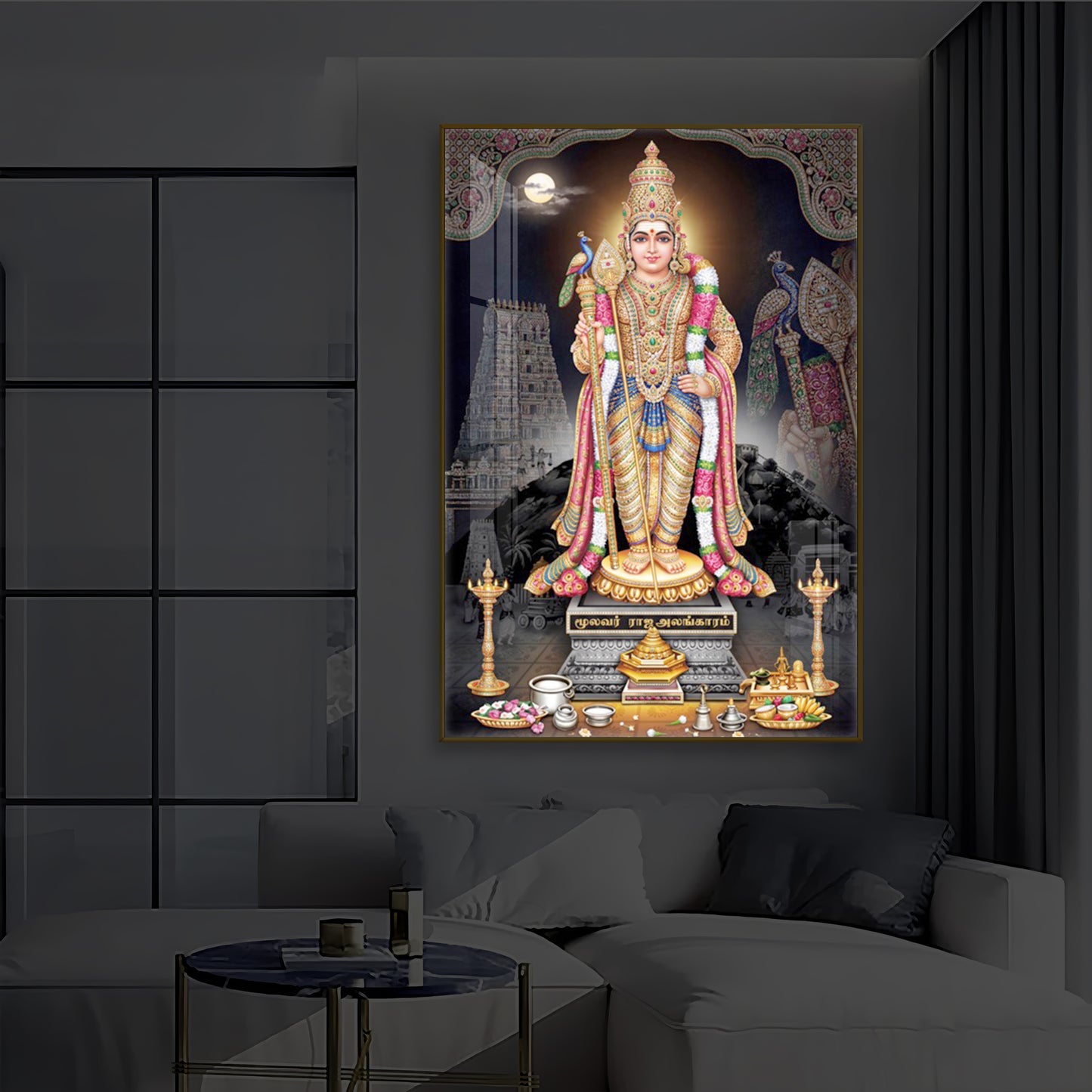Lord Kartikeya Modern Luxury Backlight Vertical Wall Art