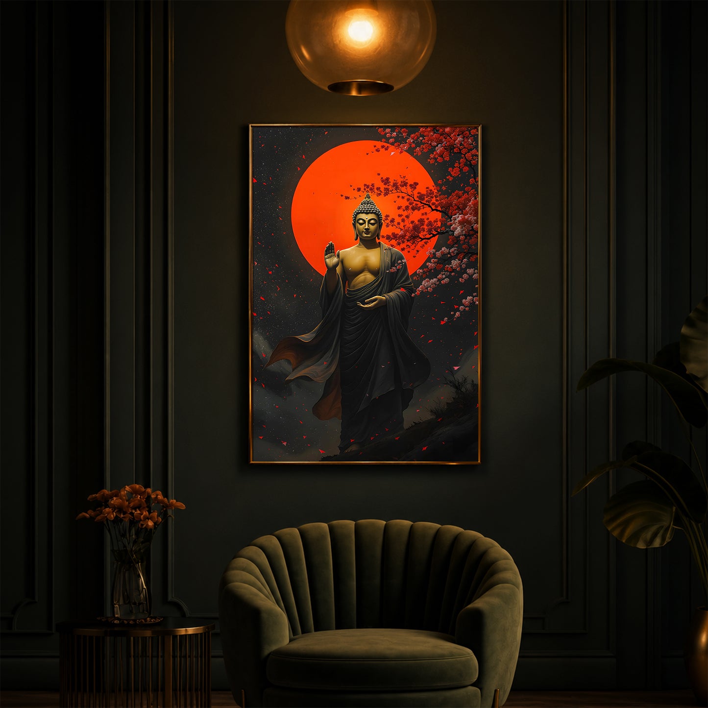 Gautam Buddh Modern Luxury Backlight Vertical Wall Art