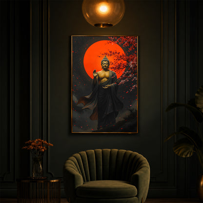 Gautam Buddh Modern Luxury Backlight Vertical Wall Art