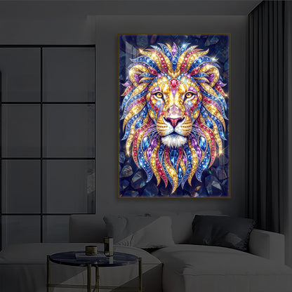 Imperial Lion Majesty Modern Luxury Backlight Vertical Wall Art