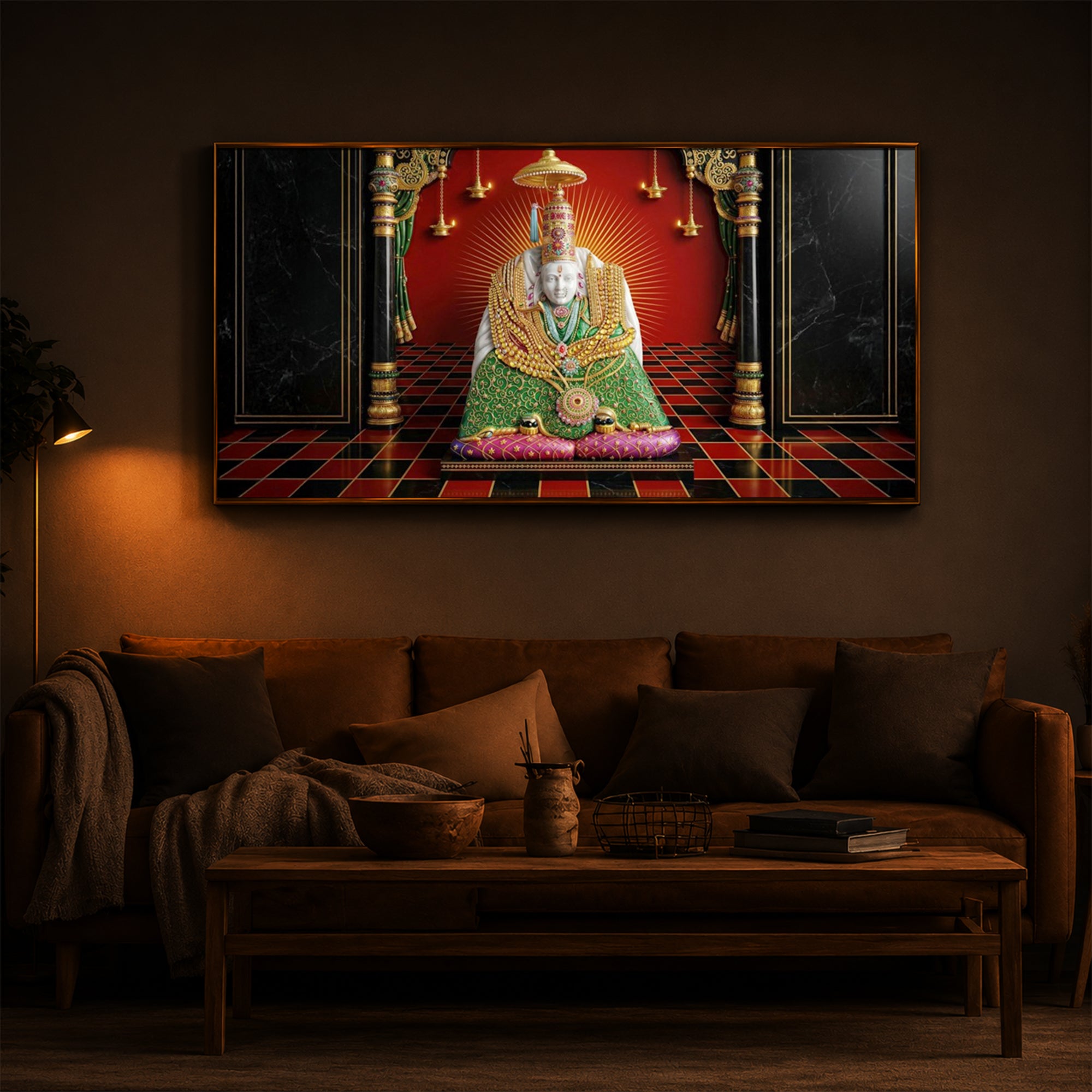 Shri Tulja Bhavani Modern Luxury Backlight Horizontal Wall Art