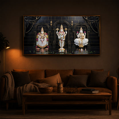 Maa Laxmi & Lord Venkateswara Modern Luxury Backlight Horizontal Wall Art