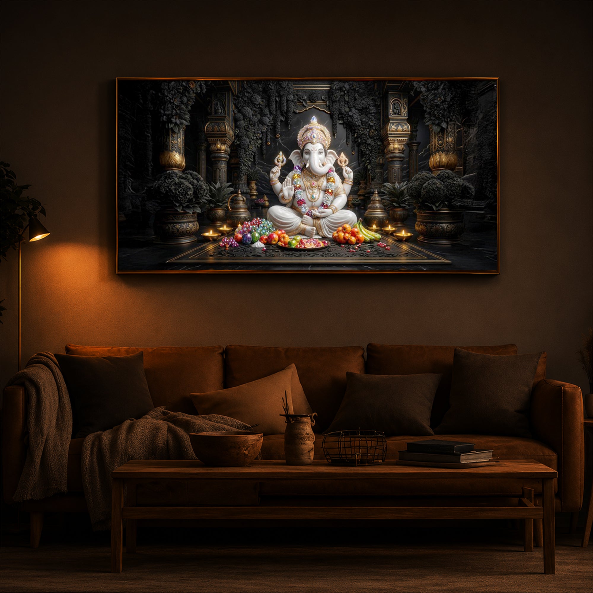 Lord Ganesha Modern Luxury Backlight Horizontal Wall Art
