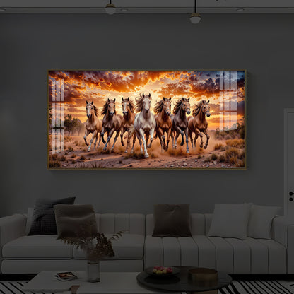 Herd Of Wild Horses Galloping Modern Luxury Backlight Horizontal Wall Art
