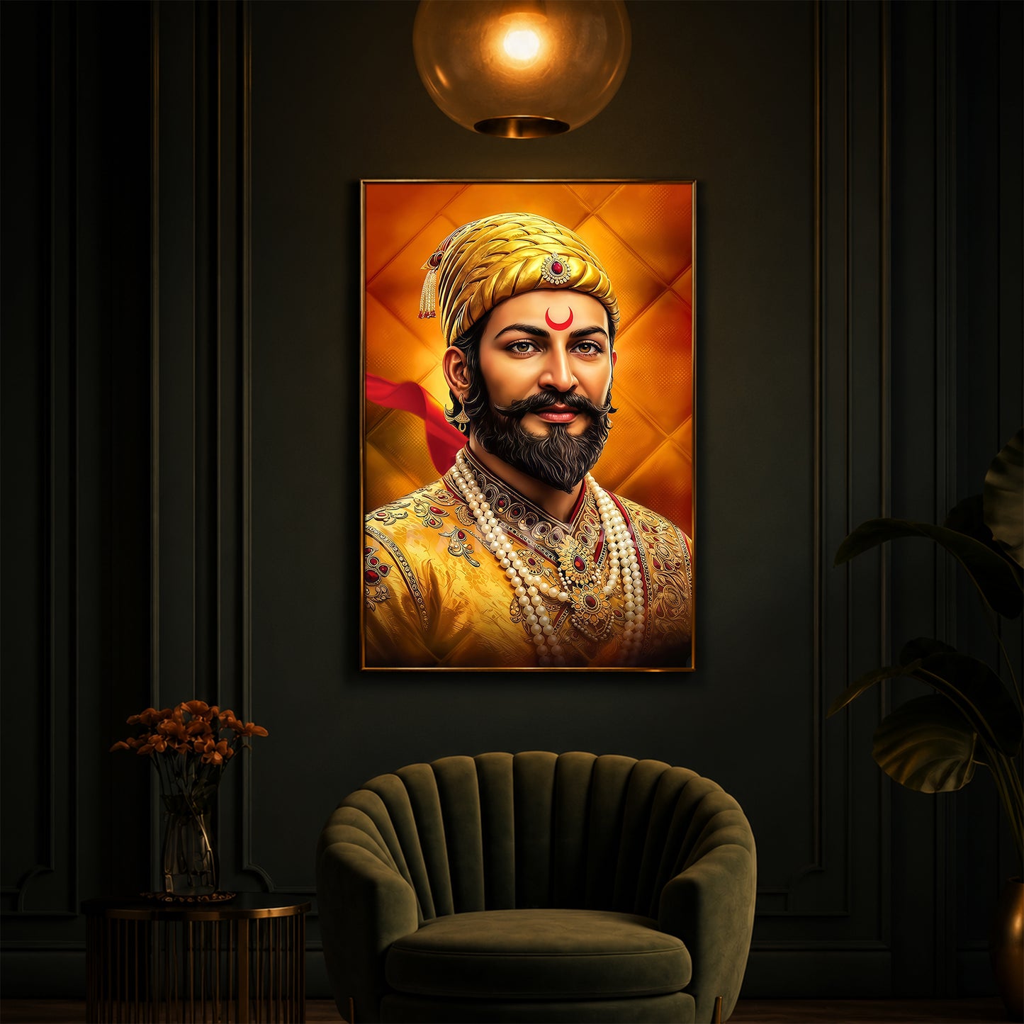 Chhatrapati Shivaji Modern Luxury Backlight Vertical Wall Art