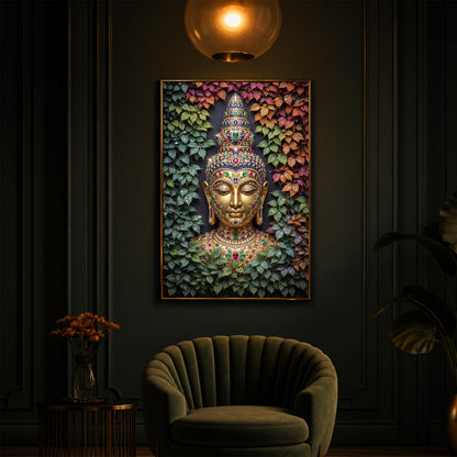 Colorful Gautam Buddha Modern Luxury Backlight Vertical Wall Art
