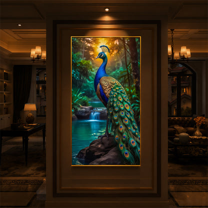 The Peacock Modern Luxury Backlight Vertical Wall Art