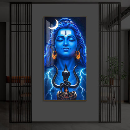 Lord Shiva Trishul Modern Luxury Backlight Vertical Wall Art