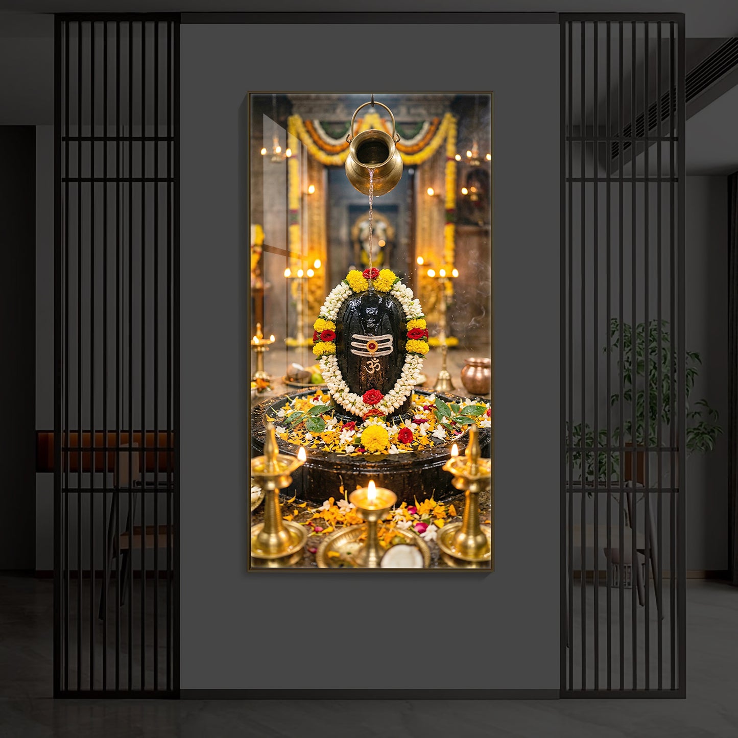 Somnath Jyotirlinga Modern Luxury Backlight Vertical Wall Art