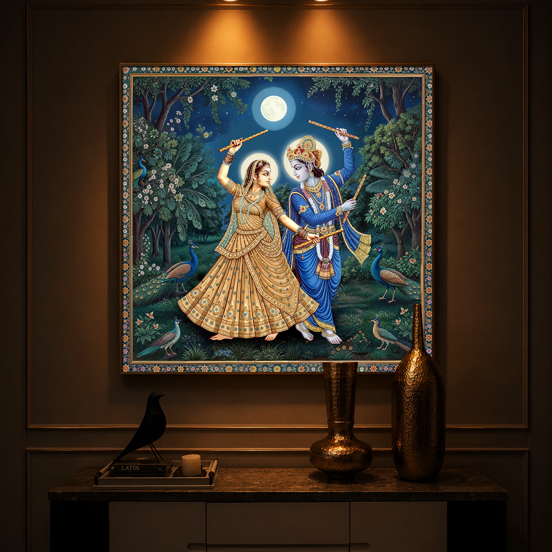 Radha Krishna Definition Of Love Modern Luxury Backlight Square Wall Art