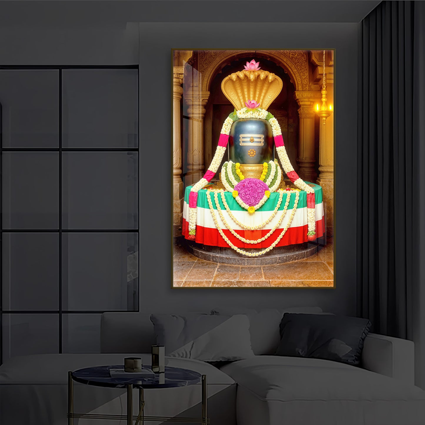 Om Namaha Shivaya Modern Luxury Backlight Vertical Wall Art
