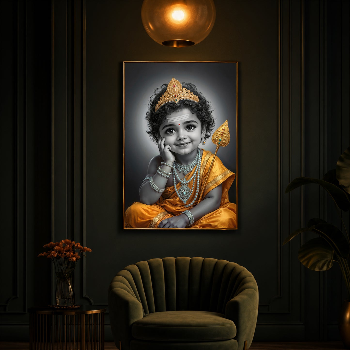 Little Murugan Modern Luxury Backlight Vertical Wall Art