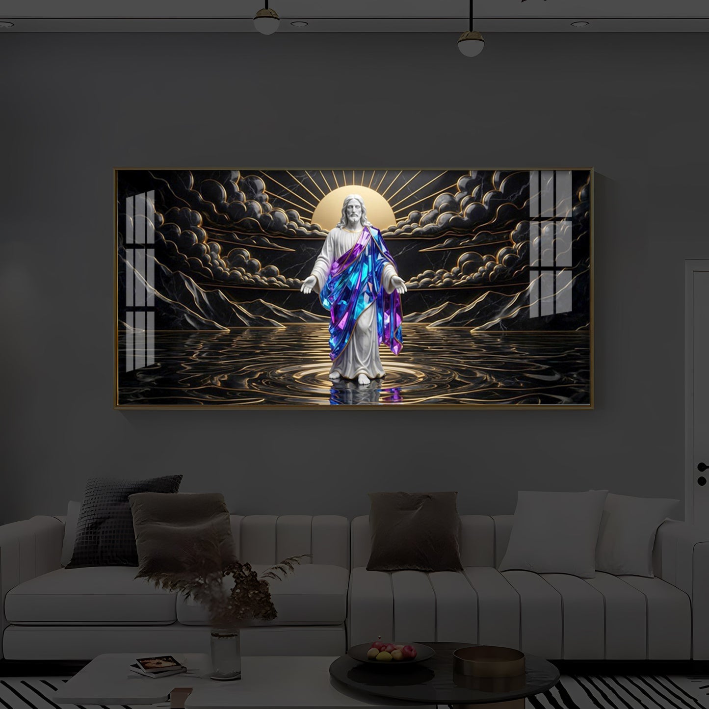 Jesus Christ Modern Luxury Backlight Horizontal Wall Art