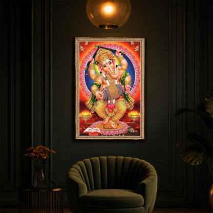 Hindu Bhagwan Ganesh Ji Modern Luxury Backlight Vertical Wall Art