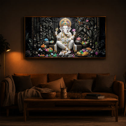 Divine Lord Ganesha Modern Luxury Backlight Horizontal Wall Art