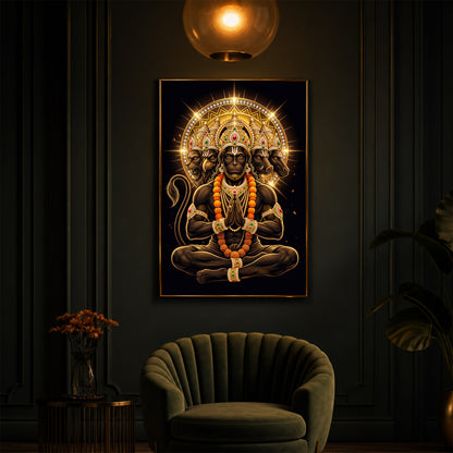 Glowing Panchamukhi Modern Luxury Backlight Vertical Wall Art