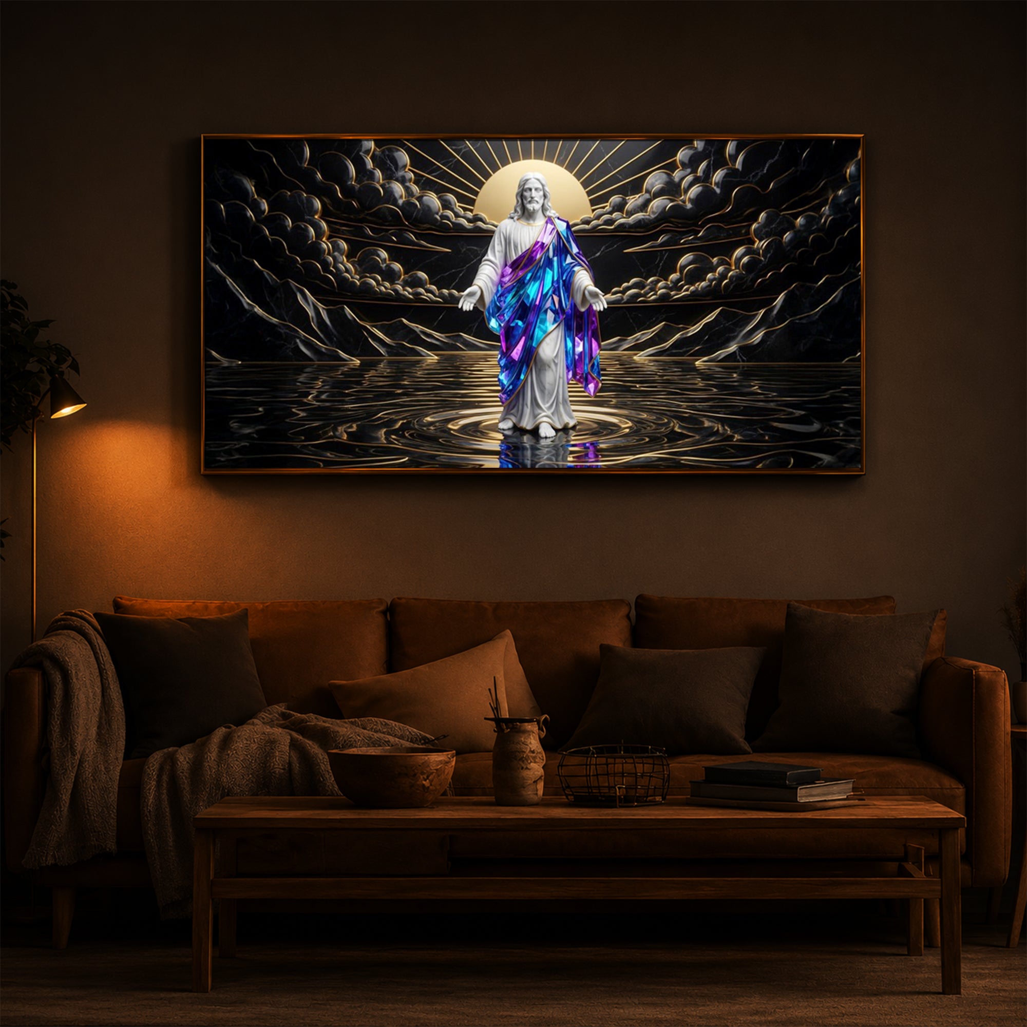Jesus Christ Modern Luxury Backlight Horizontal Wall Art