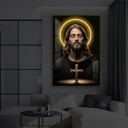 God Jesus Modern Luxury Backlight Vertical Wall Art