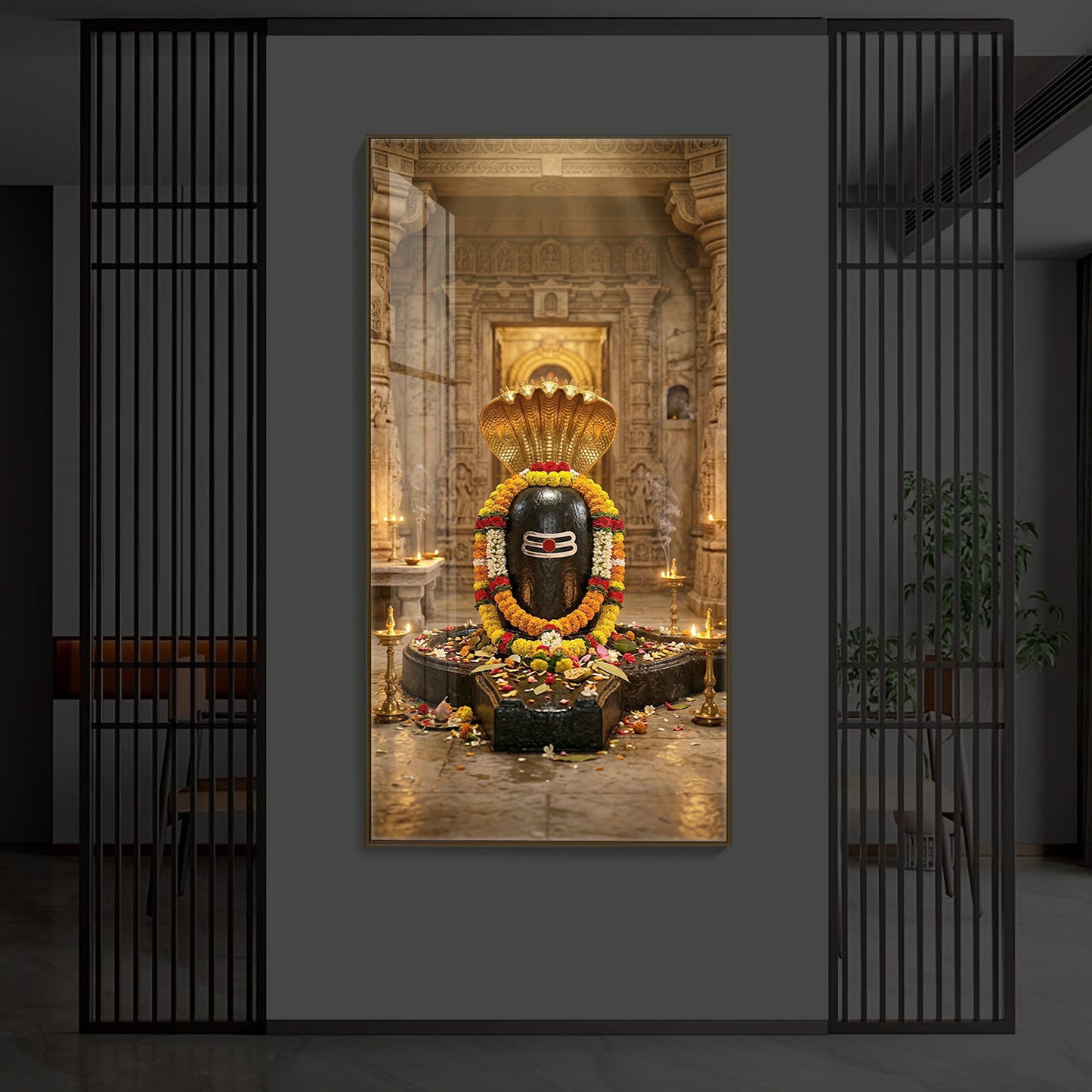 Shree Somnath Jyotirlinga Modern Luxury Backlight Vertical Wall Art