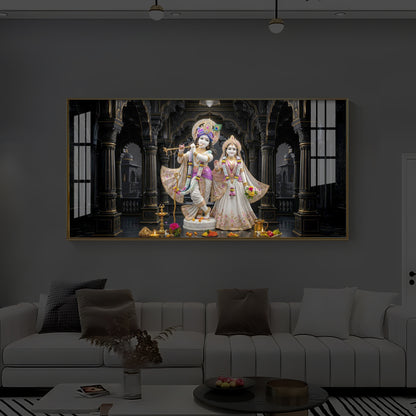 Spiritual Shree Radha Krishna Modern Luxury Backlight Horizontal Wall Art